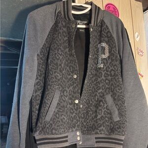 VS PINK LEOPARD VARSITY JACKET with rhinestones!! Gorgeous HTF & RARE JACKET!